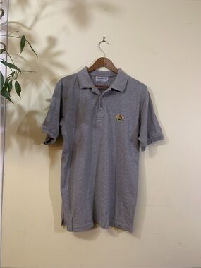 Burberry Grey Polo with Embroidered Crest